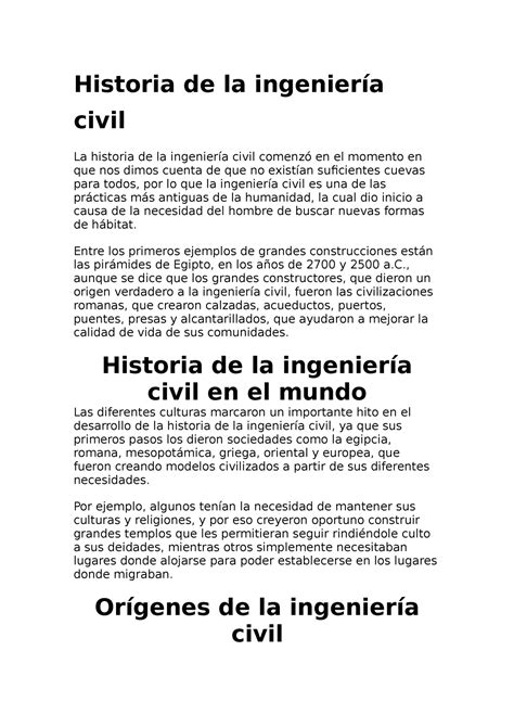 Historia de la ingeniería civil Historia de la ingeniería civil La