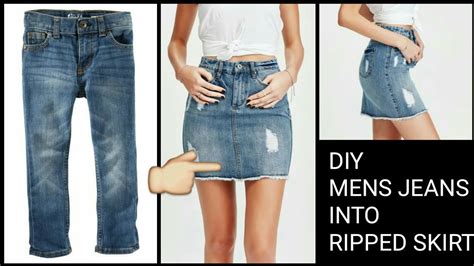 DIY Convert Recycle Old Jeans Into Skirt Reuse Old Jeans YouTube