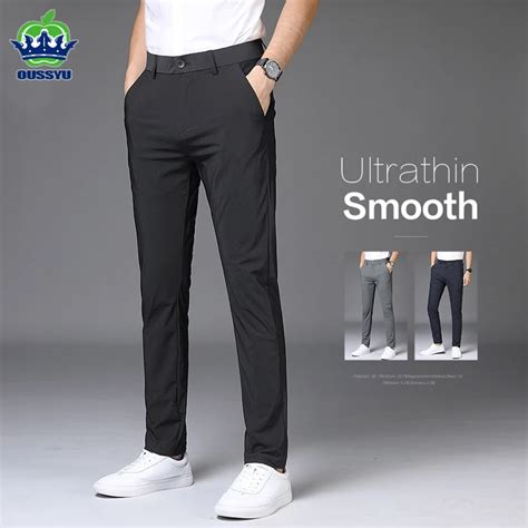 Summer Smooth Stretch Suit Pants Men Thin Business Straight Classic