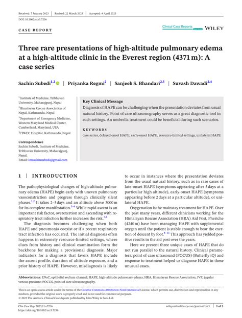 Pdf Three Rare Presentations Of Highaltitude Pulmonary Edema At A