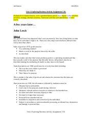 Unit Exploring Business Activity Assignment D Doc Jed Hatton