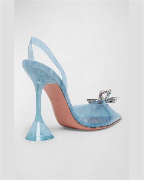 AMINA MUADDI Rosie Denim Effect Pvc Slingback Pumps In Blue Lyst