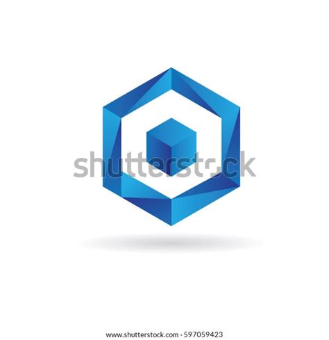 Blue Cube Logo Design Symbol Icon Stock Vector Royalty Free 597059423