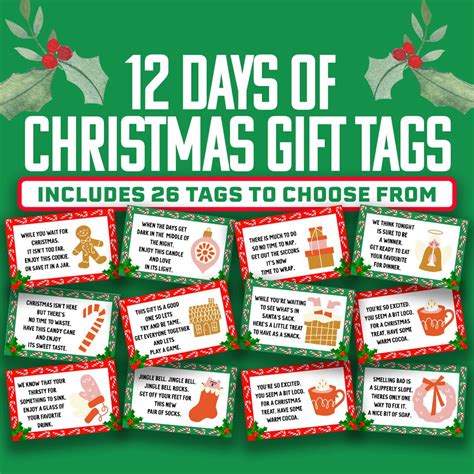 12 Days Of Christmas T Tags Printable 12 Days Of Christmas Ts