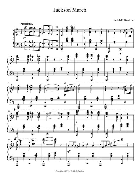 Jackson March Sheet Music For Piano Solo