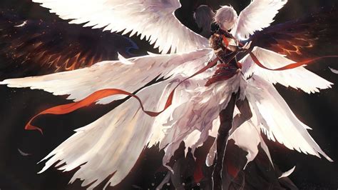 Anime Boy White Hair Wings