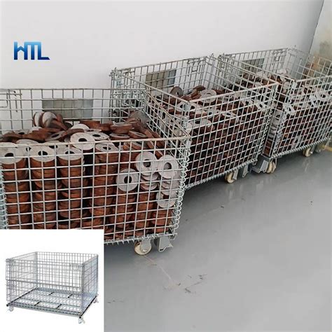 Heavy Duty Foldable Stacking Warehouse Storage Metal Wire Mesh