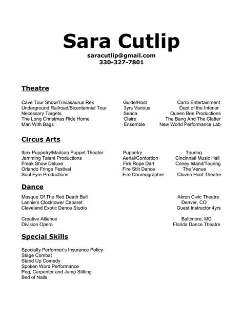 Acting Resume Pdf