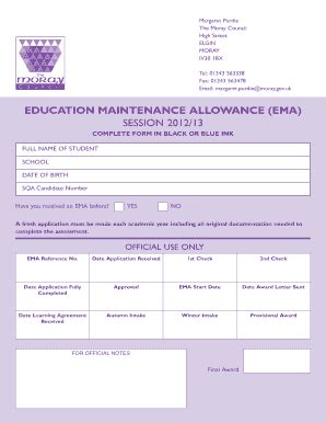 Fillable Online Secure Moray Gov Ema Moray The Moray