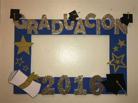 Graduation Photobooth Frame Blue With Stars Marco De Fotos Para