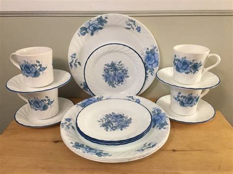 Corelle Blue Velvet Piece Set Of Dinnerware Dinner Plates Etsy