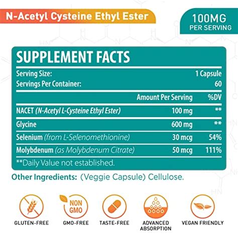 N Acetyl Cysteine Ethyl Ester 100mg More Absorption Than 1000mg NAC