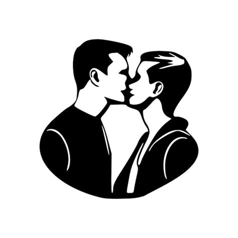 Premium Vector Gay Couple Kissing Lgbt Pride Black Outlines Isolated