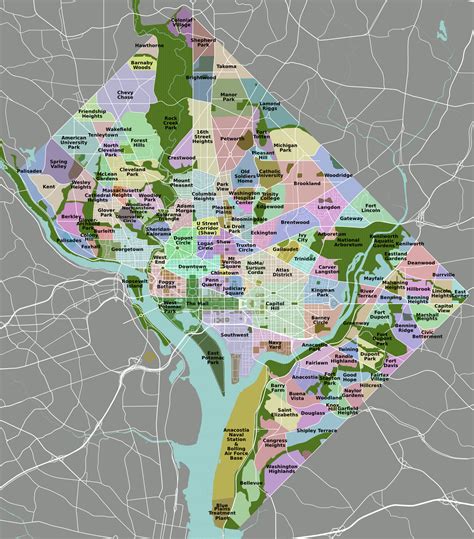 Washington DC neighbourhoods - Vivid Maps