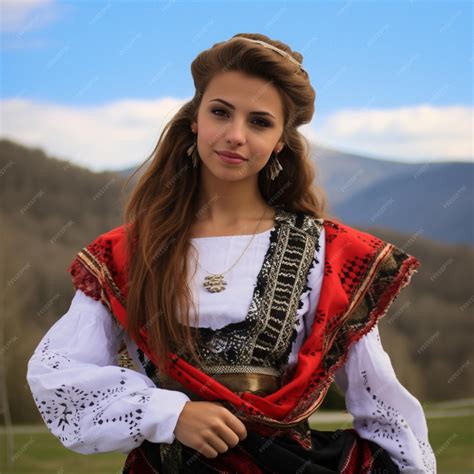 Premium Photo Beautiful Young Albanian Woman In Traditional Clothes