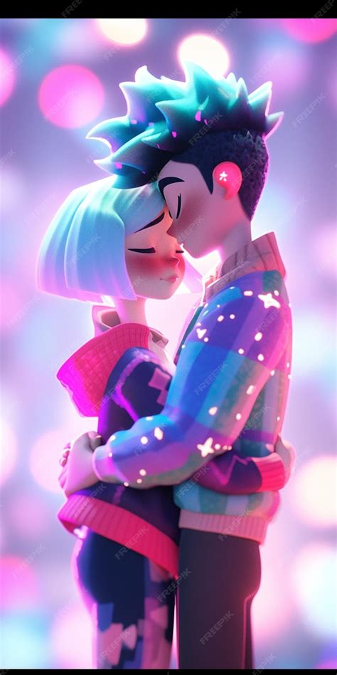 Premium Photo A Close Up Of A Cartoon Character Kissing A Woman Generative Ai