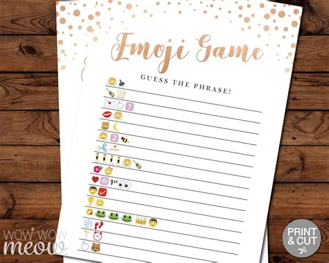 Bridal Shower Emoji Game Rose Gold Bachelorette Printable Instant