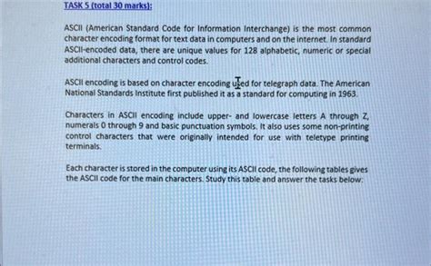 Solved ASCII (American Standard Code for Information | Chegg.com