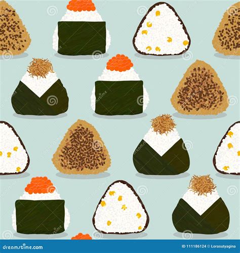 Bolas De Arroz Cocina Japonesa Cuatro Tipos Del Onigiri Ilustraci N Del