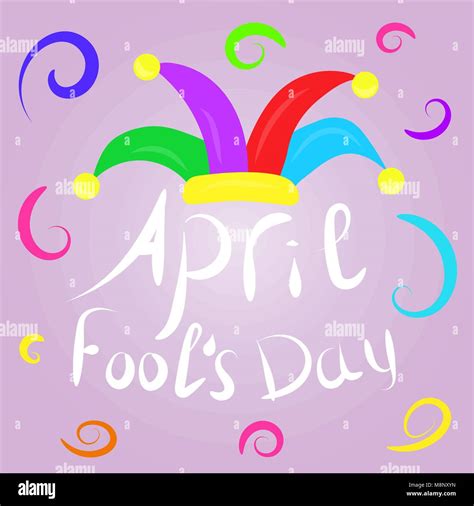 April Fools Day Greeting Colorful Typography With Jester Hat Vector