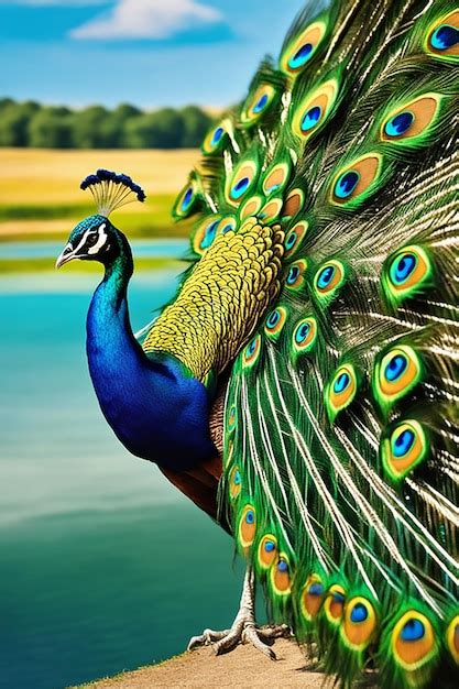 Premium Photo | Ultra realistic photo of a peacockwith a 14 angle of ...