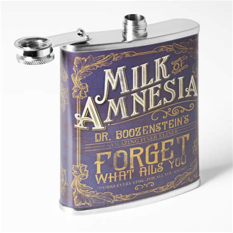 Milk of Amnesia Stainless Steel 8 oz Liquor Flask – AmericanArtDecor.com