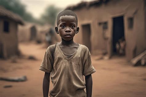 Enfant Africain Gar On Avec Beaucoup De Visage Sale Dans La Rue Photo