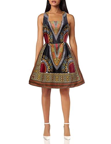 Shenbolen Woman African Print Dress Dashiki Traditional Dress Party