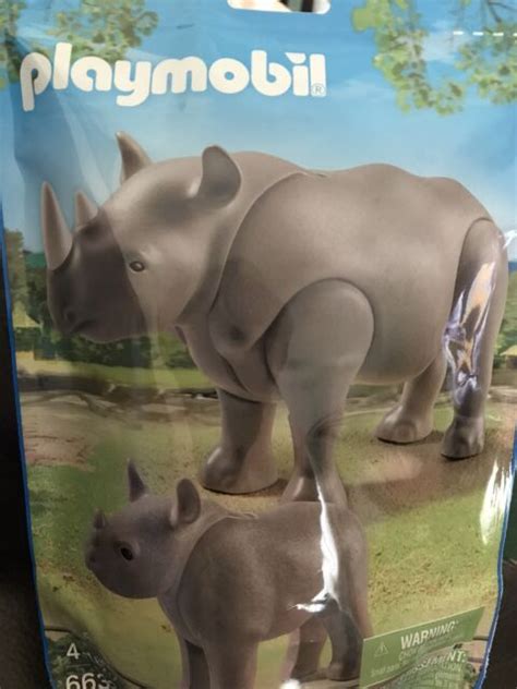 Playmobil 6638 Rhino With Baby Zoo Wild Life Factory For Sale Online Ebay