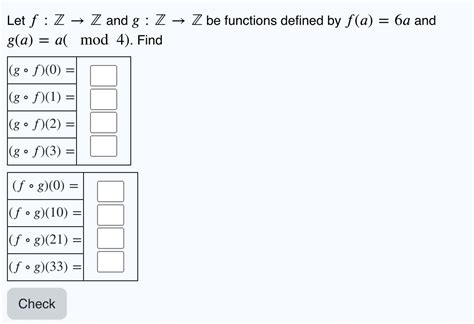 Solved Let F Zz And G Zz Be Functions Defined By F A A Chegg