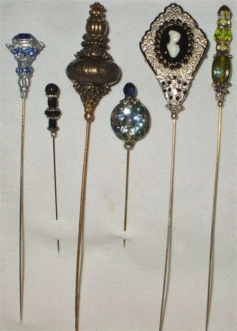 6 Antique Style Victorian Hat Pins With Vintage And Antique