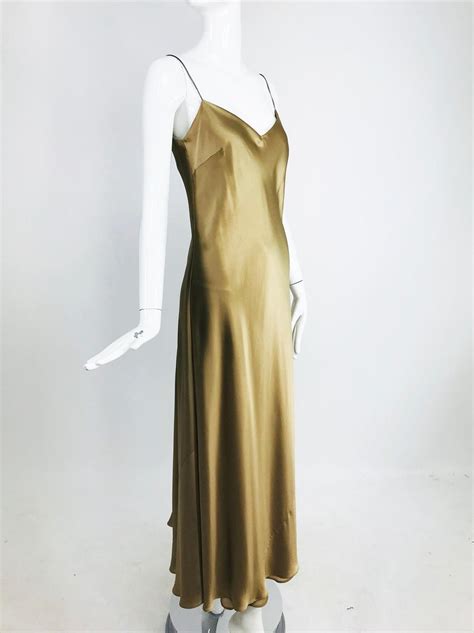 Ralph Lauren Bias Cut Gold Silk Satin Long Slip Dress At 1stdibs Gold