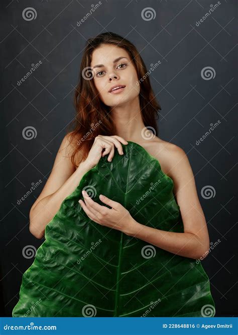 Woman With Naked Body Covered With Green Leaf Isolated Background Stock Photo Image Of Body