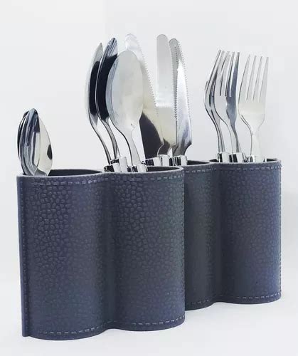 Cubiertos Set X 24 Tenedor Cuchillo Cuchara Simil Cuero Envío gratis