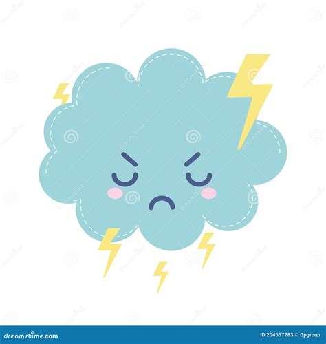 Angry Cloud Blowing Wind Cartoon CartoonDealer 110470233