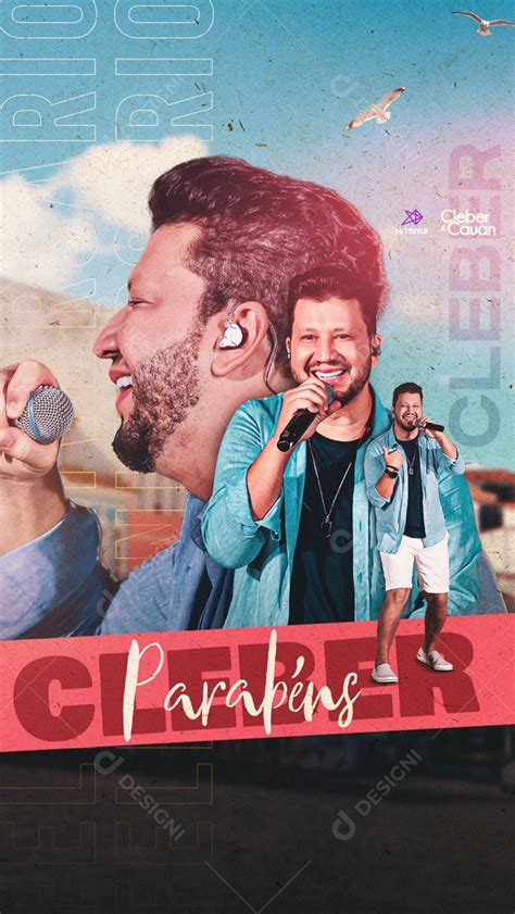 Social Media Flyer Story Parab Ns Cleber Cantor Sertanejo Psd Editavel