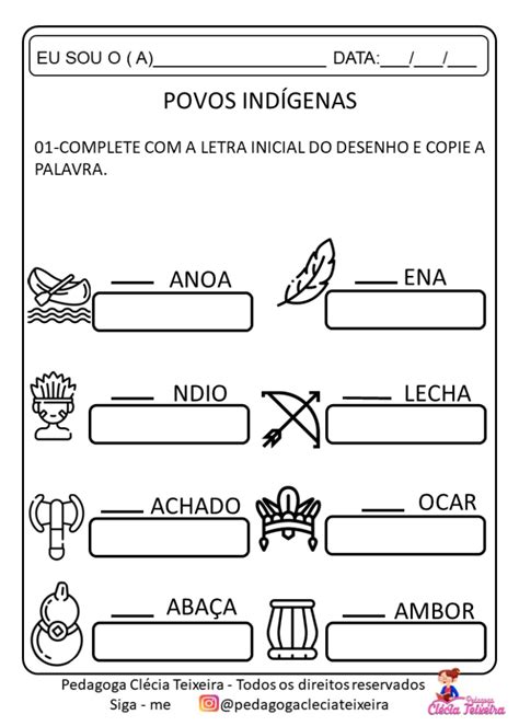 Atividades Dia Dos Povos Ind Genas Cl Cia Teixeira