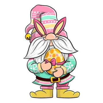 Cute Easter Bunny Gnome Holding Egg With Bow Easter Gnome Gnome