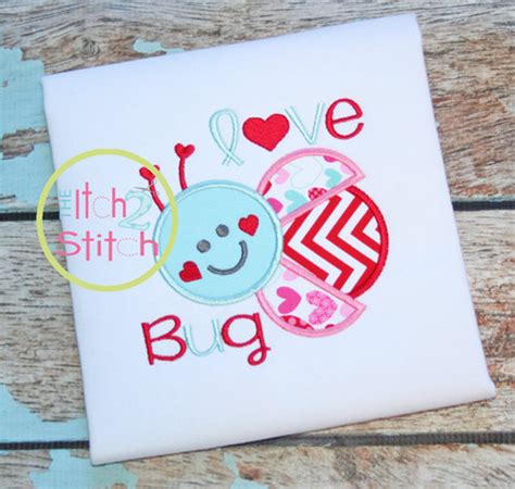 Love Bug Ladybug Applique Design For Machine Embroidery Hoop Etsy