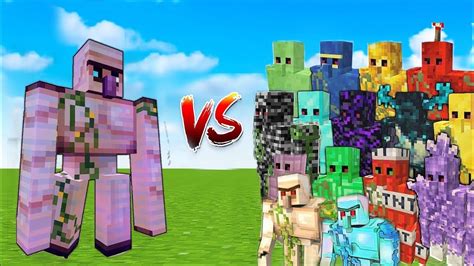 Enchanted Iron Golem Vs Extra Golems In Minecraft Mob Battle