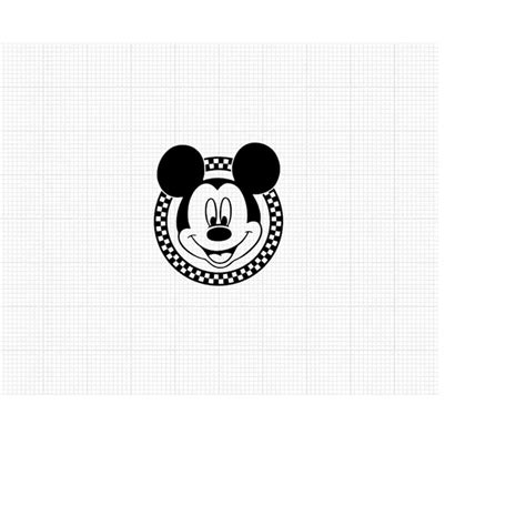 Checkered Mickey Mouse Movie Retro Ears Head Svg Png Dxf Inspire