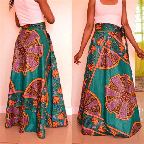 Items Similar To African Print Skirt Kipepeo Wrap Skirt In Teal Blue