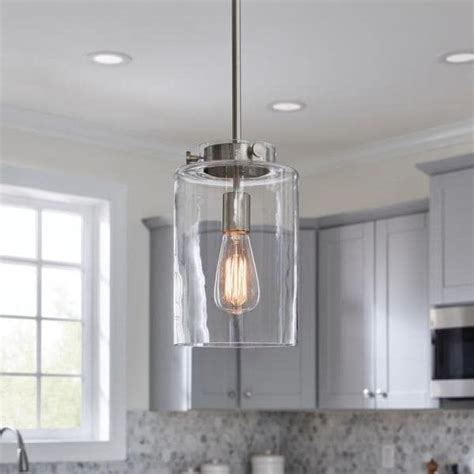 Hampton Bay Mullins 6 75 In 1 Light Brushed Nickel Mini Pendant With