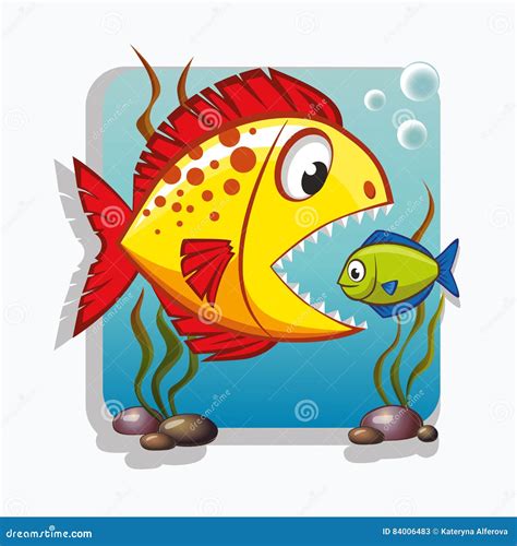 Big Fish Eat Small Fish Business Concept Stock Vector Illustration