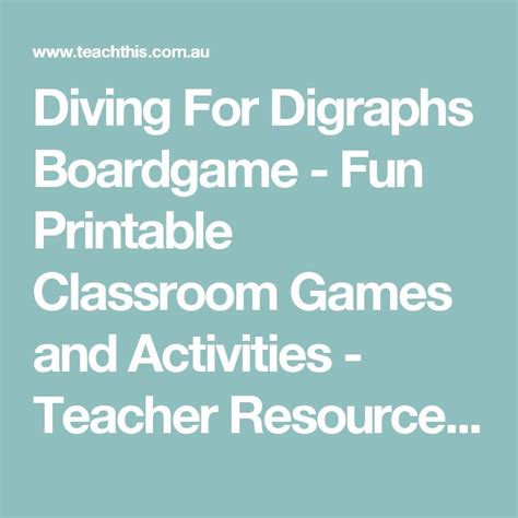 Diving For Digraphs Boardgame Fun Printable Classroom Games And