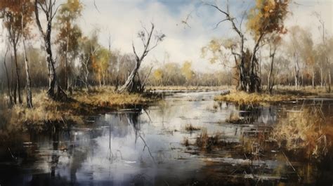 Premium Ai Image Wetland Landscape Painting In Australia