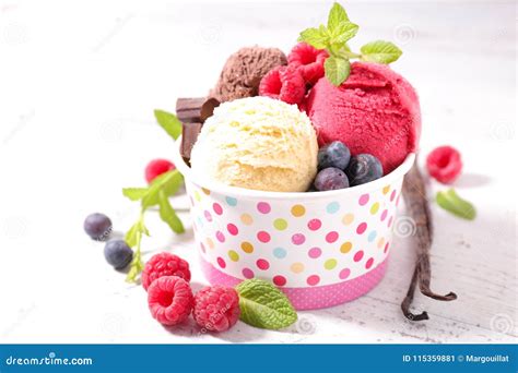 Ice Cream And Fruits Stock Image Image Of Ball Berry 115359881