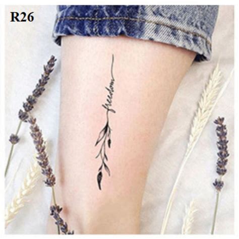 Đọc Kỹ Mô Tả Hình Dán Hoa Cỏ Chữ Freedom R26 Xăm Dán Tatoo