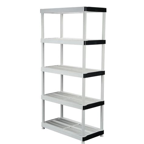 Hdx 36 Inch W X 72 Inch H X 18 Inch D 5 Tier Plastic Storage Shelfrack