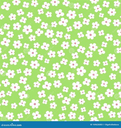 Spring Seamless Ditsy Floral Pattern In Vector Small White Flowers On